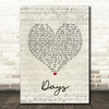 Kirsty MacColl Days Script Heart Song Lyric Wall Art Print