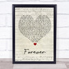 Koe Wetzel Forever Script Heart Song Lyric Wall Art Print