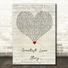LANCO Greatest Love Story Script Heart Song Lyric Wall Art Print