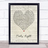 Lemar Feels Right Script Heart Song Lyric Wall Art Print