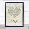 Lionel Richie Easy Script Heart Song Lyric Wall Art Print