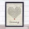Matt Cardle Amazing Script Heart Song Lyric Wall Art Print