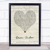 Men At Work Down Under Script Heart Song Lyric Wall Art Print