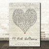 Nena 99 Red Balloons Script Heart Song Lyric Wall Art Print