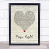 Ne-Yo Miss Right Script Heart Song Lyric Wall Art Print