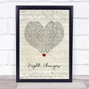 One Direction Night Changes Script Heart Song Lyric Wall Art Print