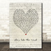 Patrick Swayze She's like the Wind Script Heart Song Lyric Wall Art Print