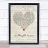 Pearl Jam Unthought Known Script Heart Song Lyric Wall Art Print