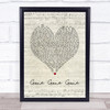Philip Philip Gone gone gone Script Heart Song Lyric Wall Art Print