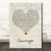 Pink Courage Script Heart Song Lyric Wall Art Print