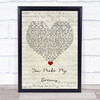 Alex Francis You Make My Dreams Script Heart Song Lyric Quote Music Print