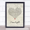 Ariana Grande Moonlight Script Heart Song Lyric Quote Music Print