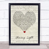Ash Shining Light Script Heart Song Lyric Quote Music Print