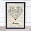 Bic Runga Sway Script Heart Song Lyric Quote Music Print
