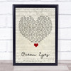 Billie Eilish Ocean Eyes Script Heart Song Lyric Quote Music Print