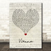 Billy Joel Vienna Script Heart Song Lyric Quote Music Print