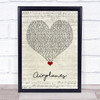 BoB Airplanes Script Heart Song Lyric Quote Music Print