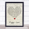 Donny Osmond Puppy Love Script Heart Song Lyric Quote Music Print