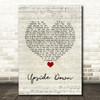 Jack Johnson Upside Down Script Heart Song Lyric Quote Music Print