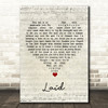 James Laid Script Heart Song Lyric Quote Music Print