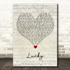 Jason Mraz Lucky Script Heart Song Lyric Quote Music Print