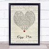 Jason Walker Kiss Me Script Heart Song Lyric Quote Music Print