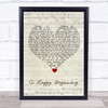 Jennifer Morrison A Happy Beginning Script Heart Song Lyric Quote Music Print