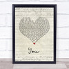 Jess Powell YOU Script Heart Song Lyric Quote Music Print