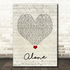 Jessie Ware Alone Script Heart Song Lyric Quote Music Print