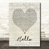 Kes Hello Script Heart Song Lyric Quote Music Print
