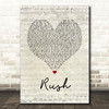 Lewis Capaldi Rush Script Heart Song Lyric Quote Music Print