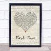 Lifehouse First Time Script Heart Song Lyric Quote Music Print