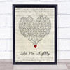 Max Milner Like Me Slightly Script Heart Song Lyric Quote Music Print