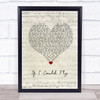 One Direction If I Could Fly Script Heart Song Lyric Quote Music Print