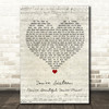 Ringo Starr You're Sixteen (You're Beautiful You're Mine) Script Heart Song Lyric Quote Music Print