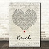 S Club 7 Reach Script Heart Song Lyric Quote Music Print