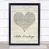Sam Fender White Privilege Script Heart Song Lyric Quote Music Print