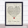 The Beatles P.S. I Love You Script Heart Song Lyric Quote Music Print