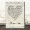 Twenty One Pilots Taxi Cab Script Heart Song Lyric Quote Music Print
