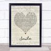 Uncle Kracker Smile Script Heart Song Lyric Quote Music Print