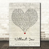 Westlife Without You Script Heart Song Lyric Quote Music Print