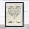 Art Garfunkel All I Know Script Heart Song Lyric Quote Print