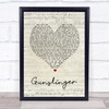 Avenged Sevenfold Gunslinger Script Heart Song Lyric Quote Print