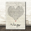Birdy Wings Script Heart Song Lyric Quote Print