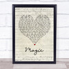 Coldplay Magic Script Heart Song Lyric Quote Print