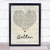 Gerry Cinnamon Belter Script Heart Song Lyric Quote Print