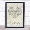 Jack Savoretti I'm Yours Script Heart Song Lyric Quote Print