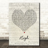 Lighthouse Family High Script Heart Song Lyric Quote Print