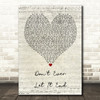 Nickelback Don't Ever Let It End Script Heart Song Lyric Quote Print