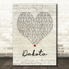 Stereophonics Dakota Script Heart Song Lyric Quote Print